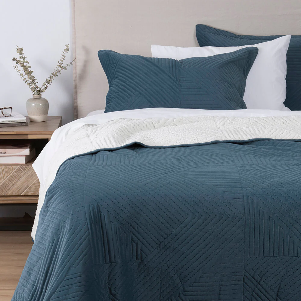 Cubrecama Quilt Velvet Sherpa Phil 1.5 Plazas Índigo