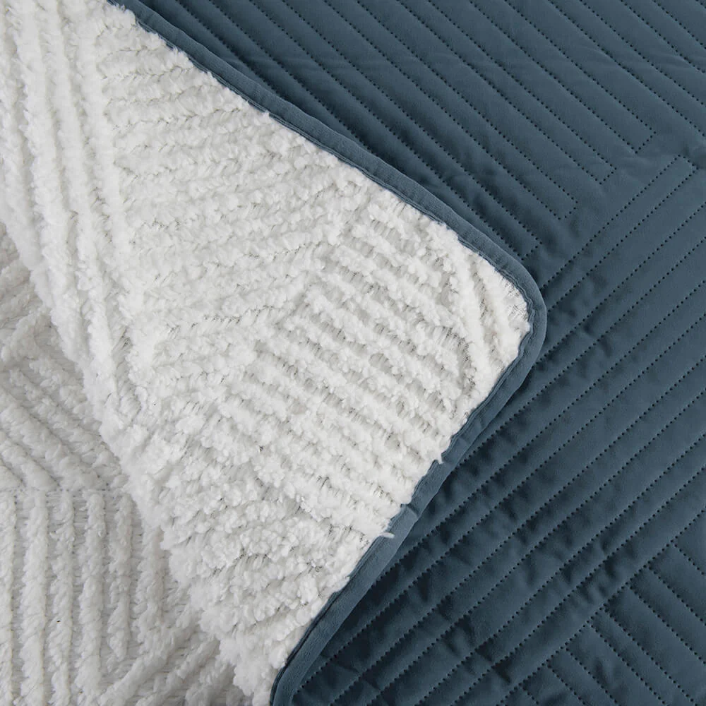 Cubrecama Quilt Velvet Sherpa Phil 1.5 Plazas Índigo - Image 3