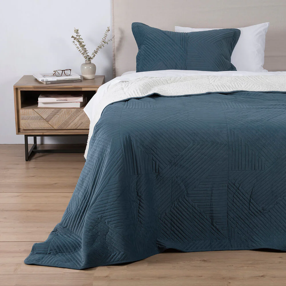Cubrecama Quilt Velvet Sherpa Phil 1.5 Plazas Índigo - Image 4