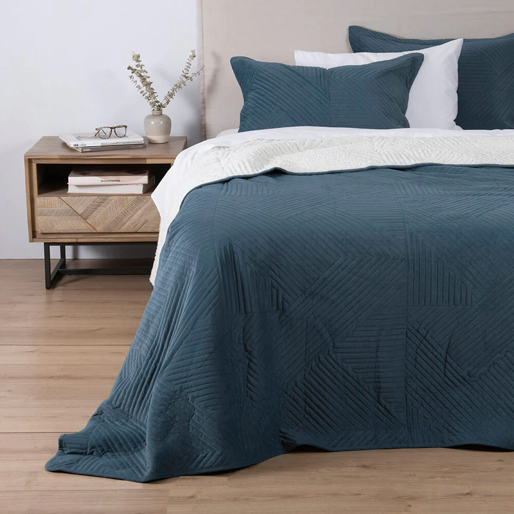 Cubrecama Quilt Velvet Sherpa Phil Super King Índigo - Image 4