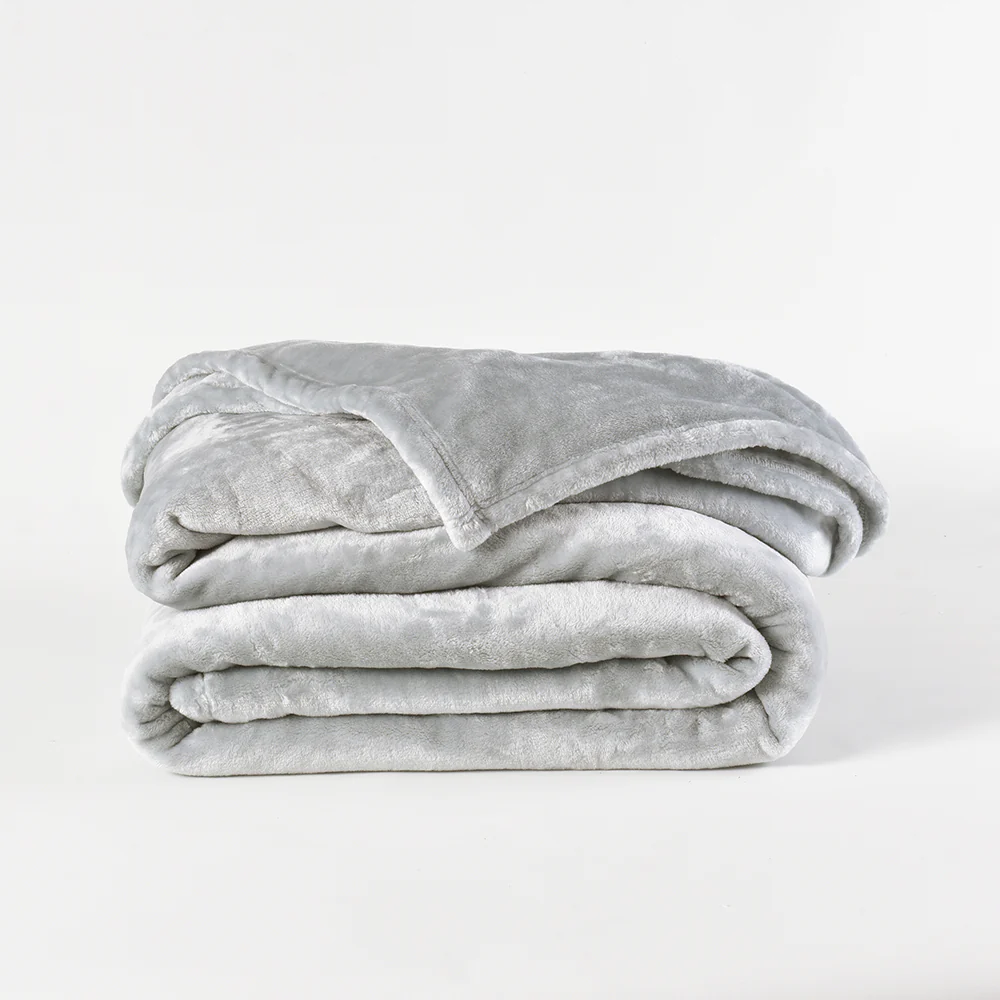 Frazada Flannel Básica Super King Gris Claro