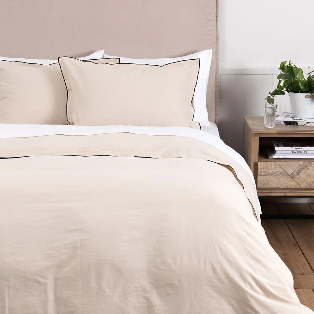 Funda Plumón Frame 1.5 Plazas Beige