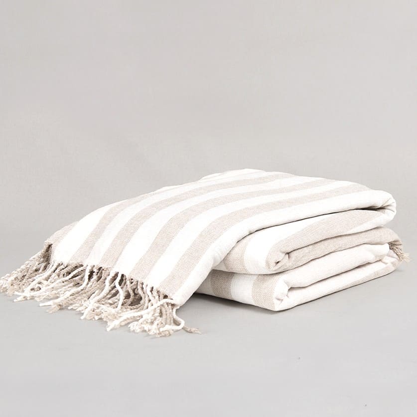 Manta Chenilla Líneas Beige - Image 3