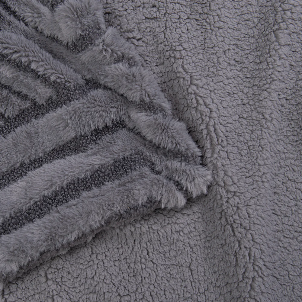 Manta Jacquard Sherpa Loop Gris - Image 3