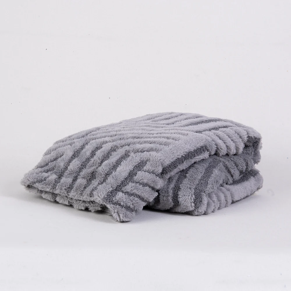 Manta Jacquard Sherpa Loop Gris - Image 4