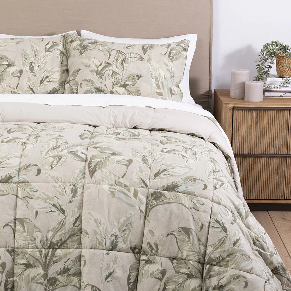 Plumón Estampado Arboleda 2 Plazas Beige