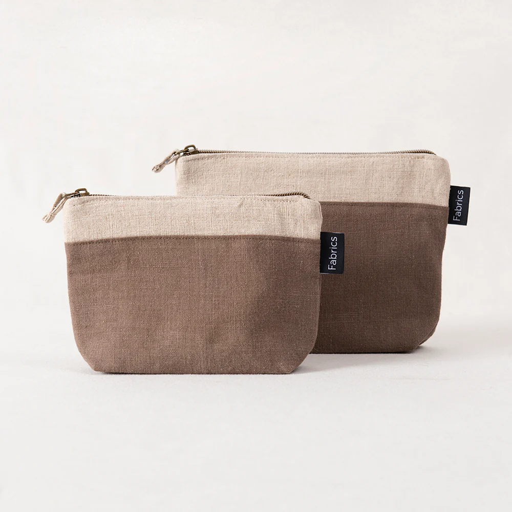 Set 2 Estuches Lino Bicolor Chocolate