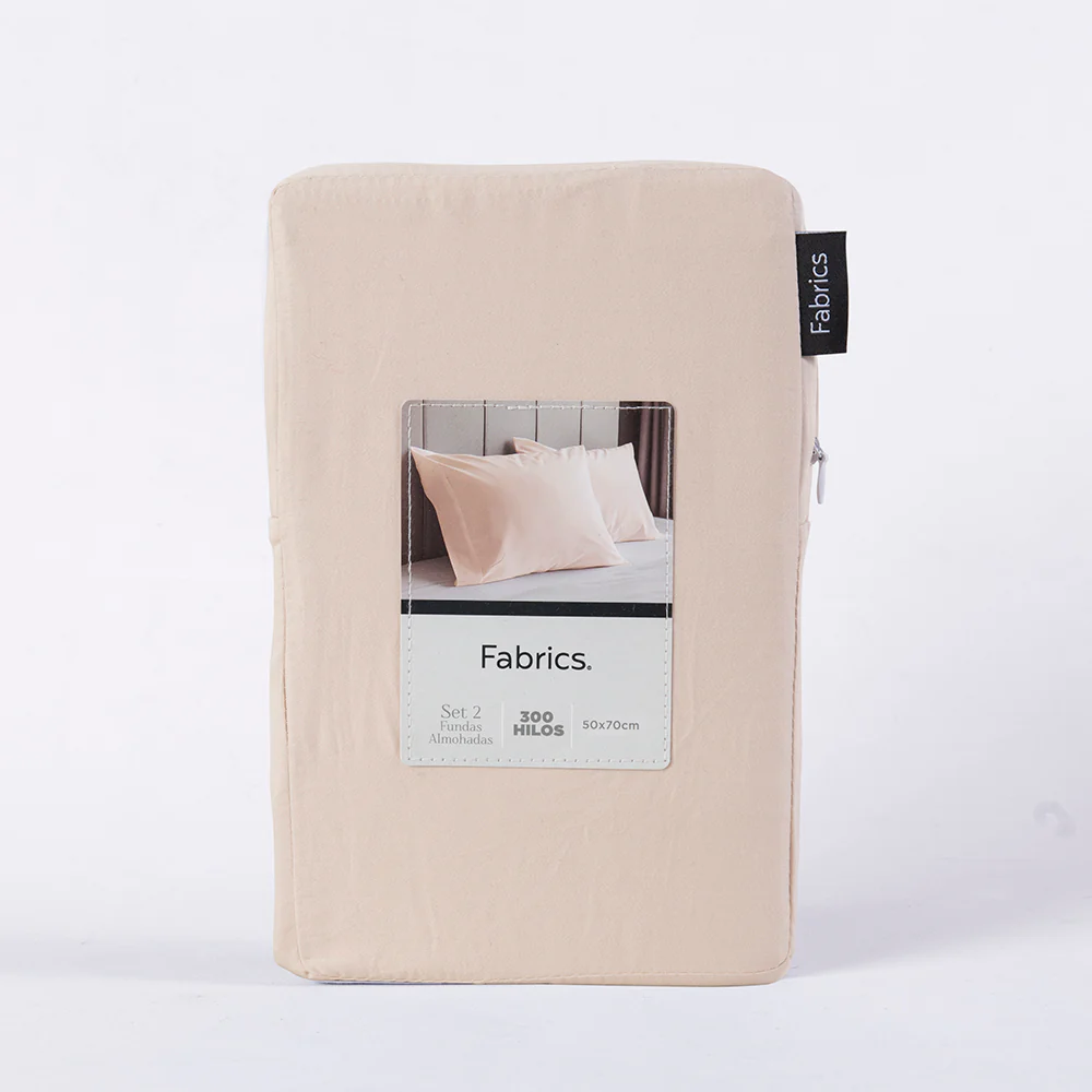 Set 2 Fundas Almohadas 300 Hilos 50x70cm Beige - Image 2