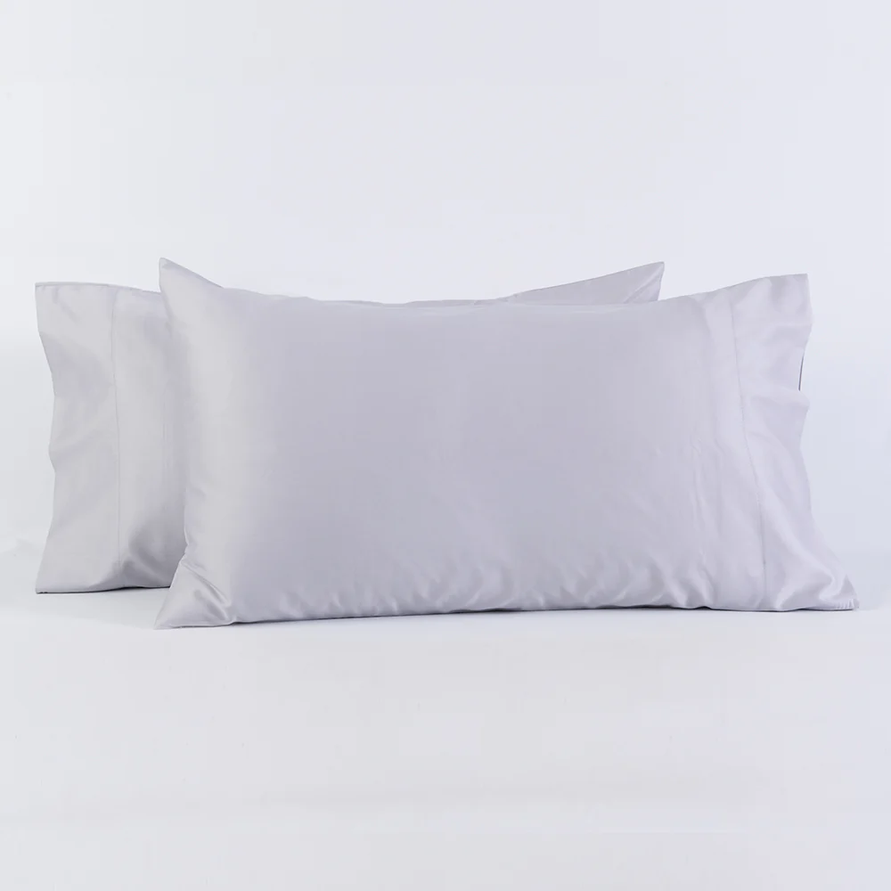 Set 2 Fundas Almohadas 300 Hilos 50x90cm Gris Claro
