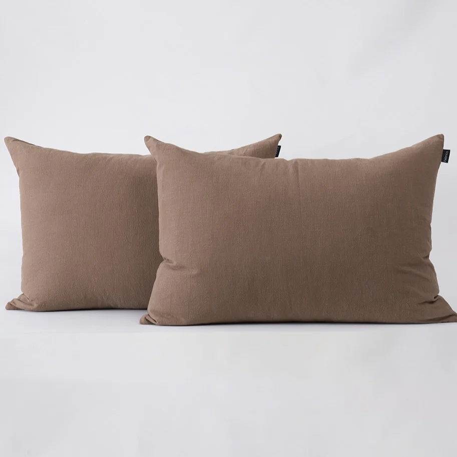Set 2 Fundas Almohadas Lino 50x70cm Moca
