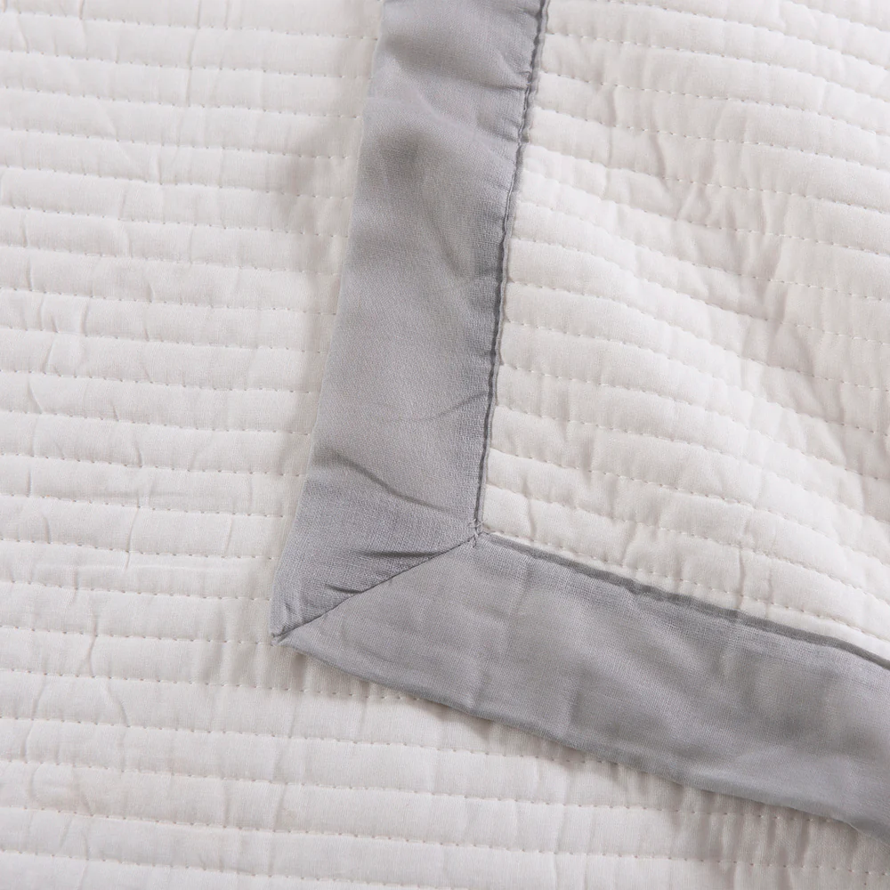 Set 2 Fundas Almohadas Borde 50x70cm Gris - Image 2