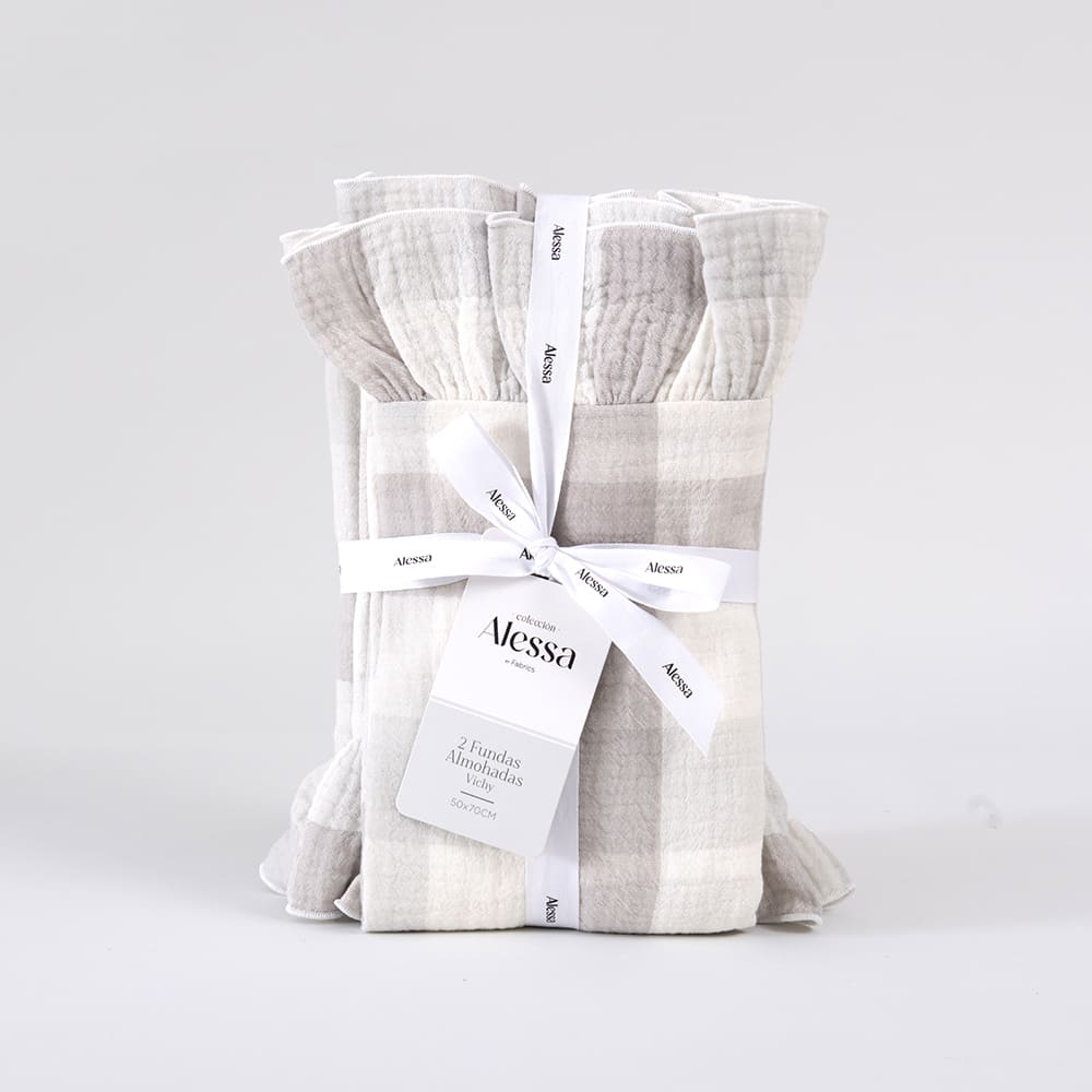 Set 2 Fundas Almohadas Vichy 50x70cm Gris - Image 3