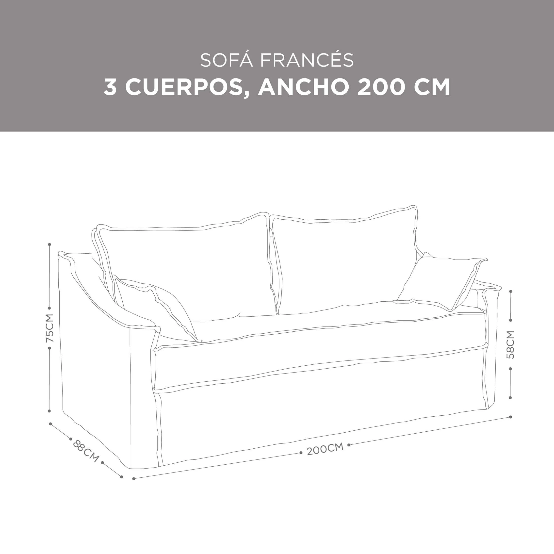 Sofá Francés Lino Natural - Image 7