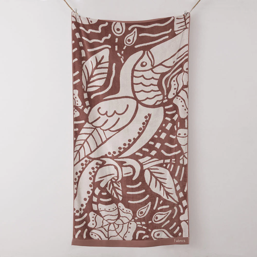 Toalla Playa Jacquard Tucans Terracota