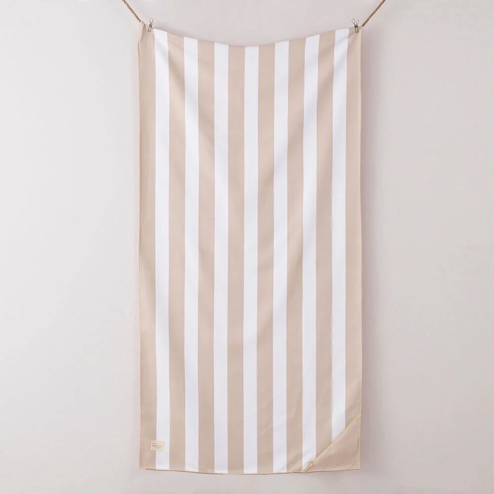 Toalla Playa Microfibra Rayas Beige