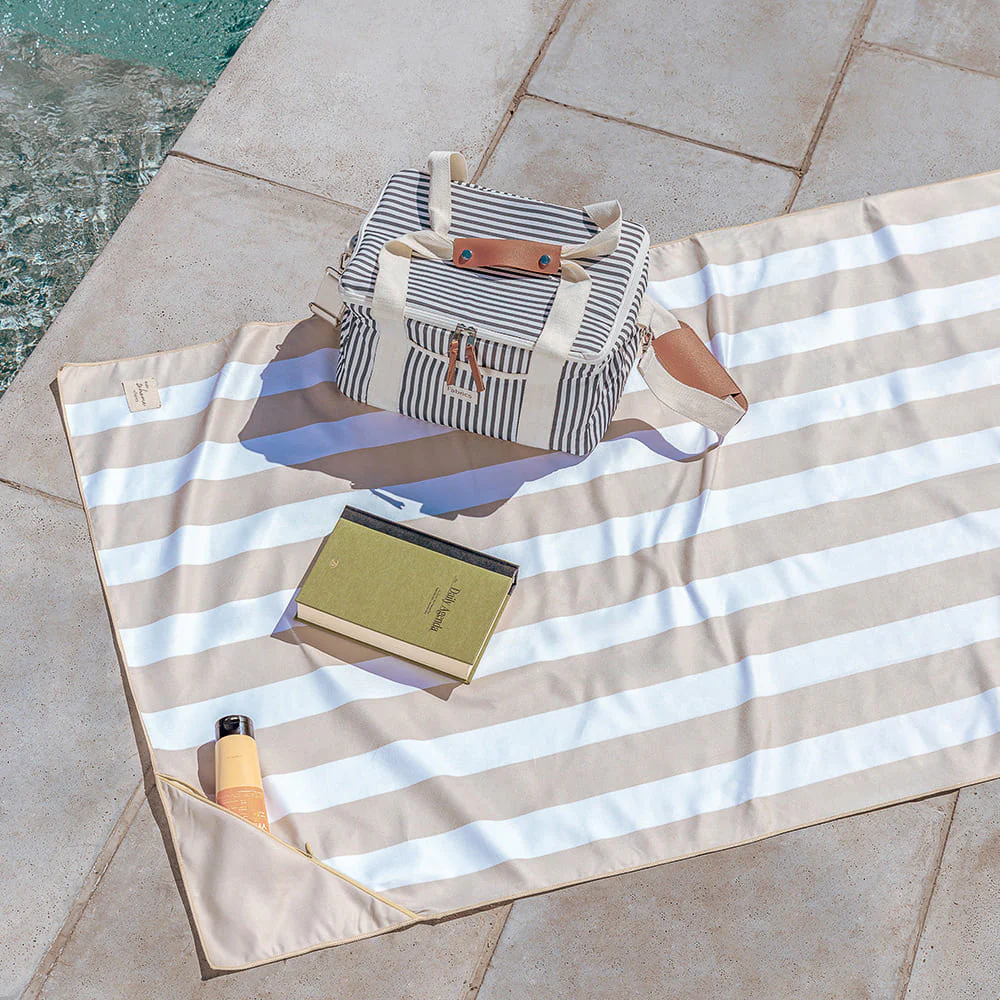Toalla Playa Microfibra Rayas Beige - Image 5