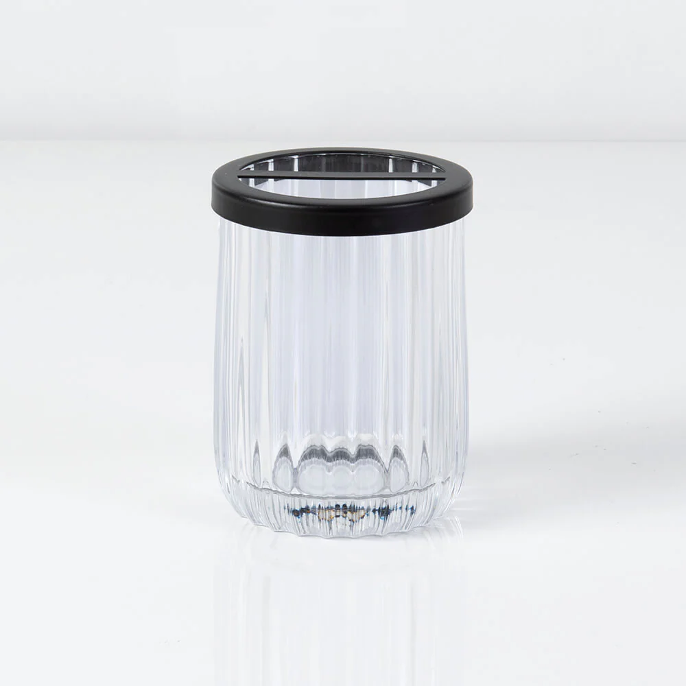 Vaso Vidrio Franjas Negro - Image 3