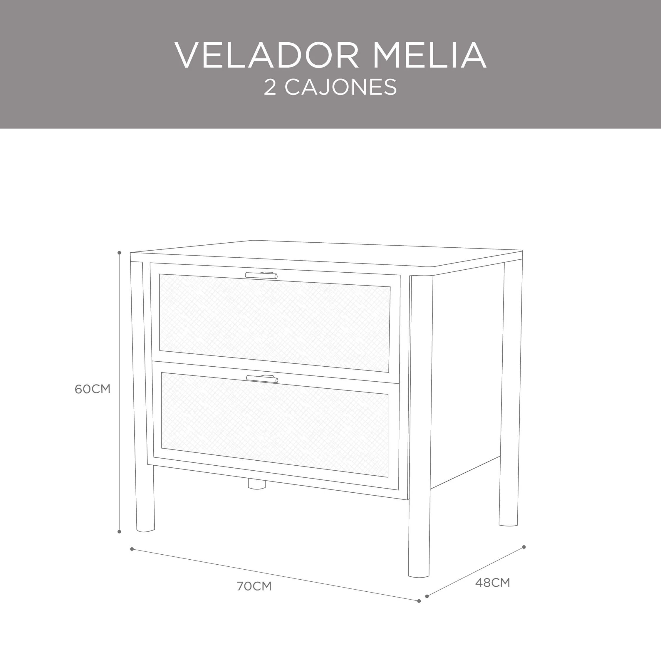 Velador Melia 2 Cajones - Image 5